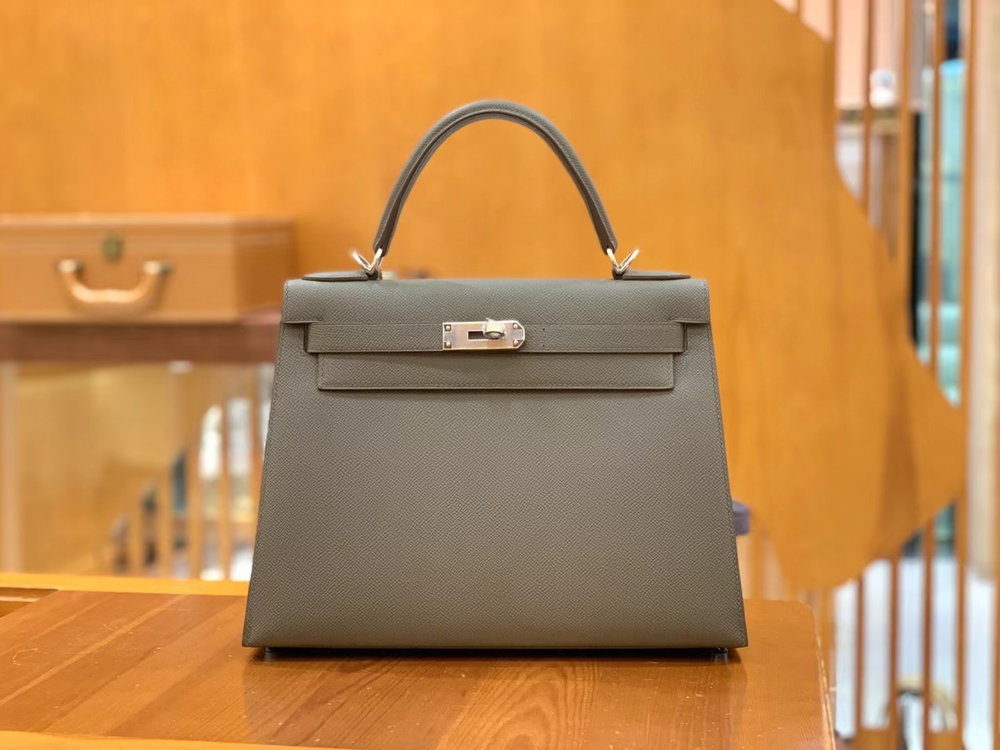 Hermès（爱马仕）Kelly 凯莉包 锡器灰 Epsom掌纹皮 银扣 28cm 原版蜜蜡线 顶级手缝