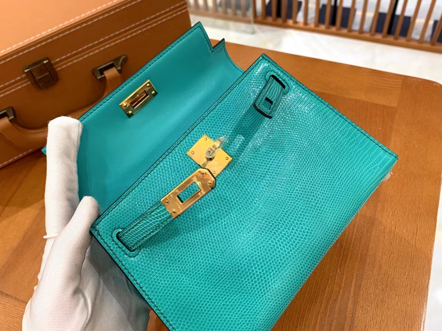 Hermès（爱马仕）Mini Kelly 迷你凯莉 维罗纳绿 南非野生蜥蜴皮 金扣 二代 法国原版蜡线 顶级手缝