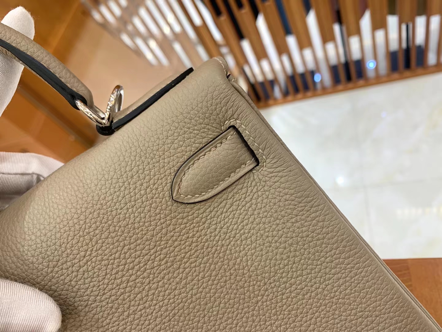 Hermès（爱马仕）Kelly 凯莉包 斑鸠灰 Togo小牛皮 银扣 28cm 原版蜜蜡线 顶级手缝