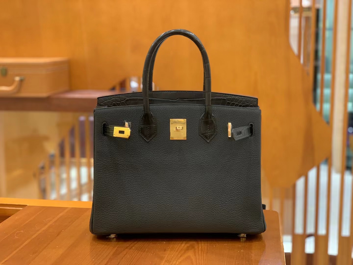 Hermès（爱马仕）Birkin Touch 经典黑 美洲鳄拼Togo皮 银扣 30cm 原版蜜蜡线 顶级手缝