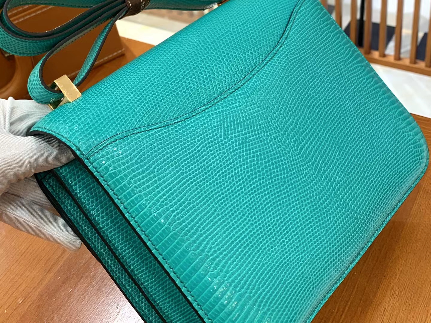 Hermès（爱马仕）Constance 康康 维罗纳绿 南非野生蜥蜴皮 金扣 24cm 原版蜜蜡线 顶级手缝