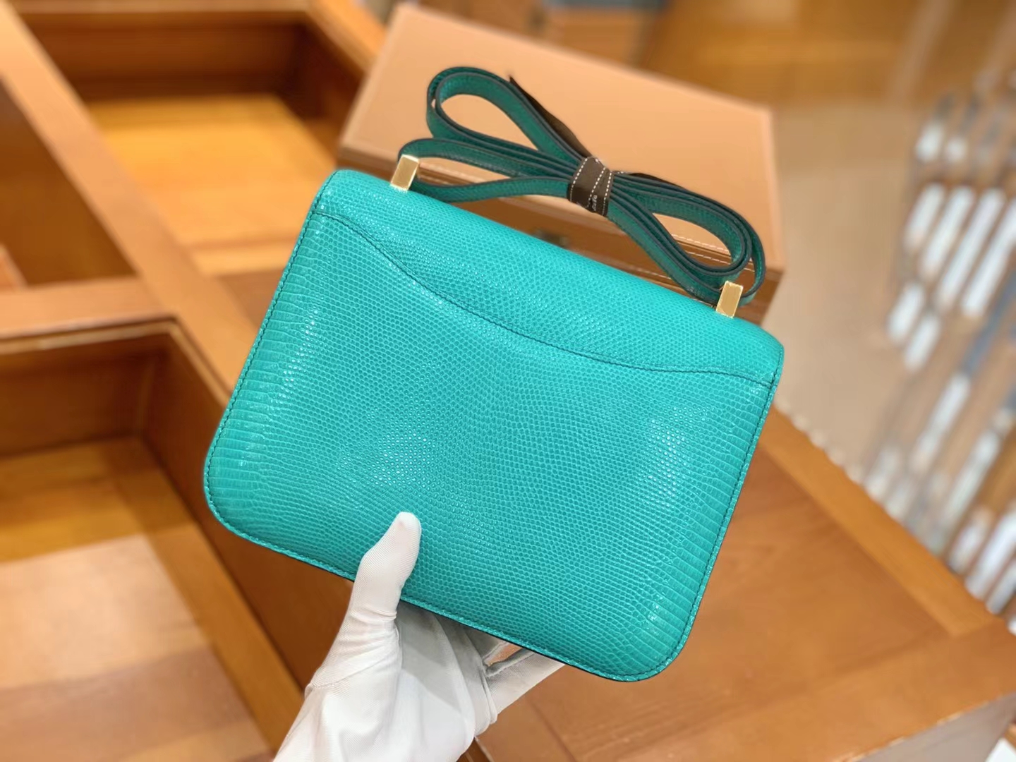 Hermès（爱马仕）Constance 康康 维罗纳绿 南非野生蜥蜴皮 金扣 24cm 原版蜜蜡线 顶级手缝
