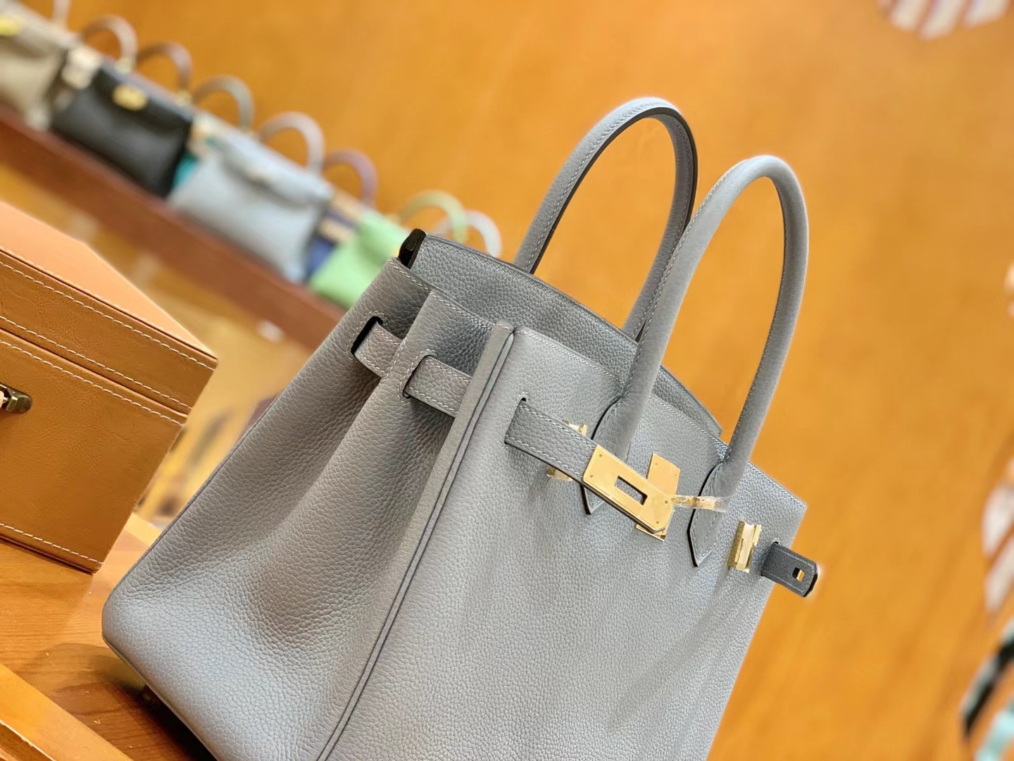 Hermès（爱马仕）Birkin 铂金包 亚麻蓝 Togo小牛皮 金扣 30cm 原版蜜蜡线 顶级手缝