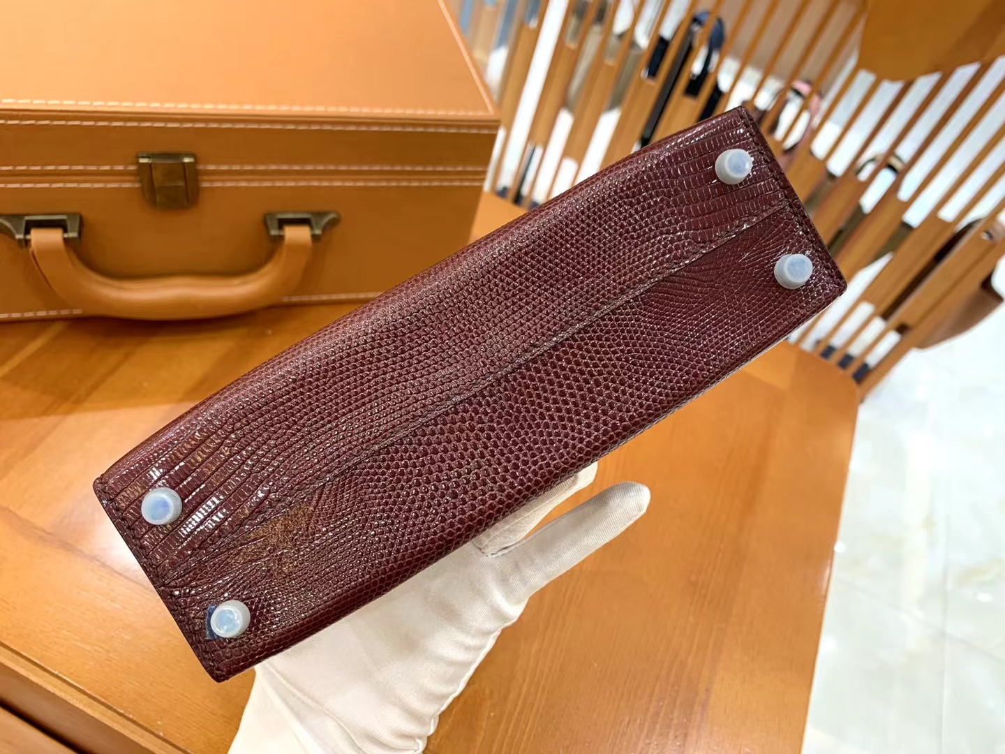 Hermès（爱马仕）Mini Kelly 迷你凯莉 波尔多酒红 南非野生蜥蜴皮 金扣 二代 法国原版蜡线 顶级手缝