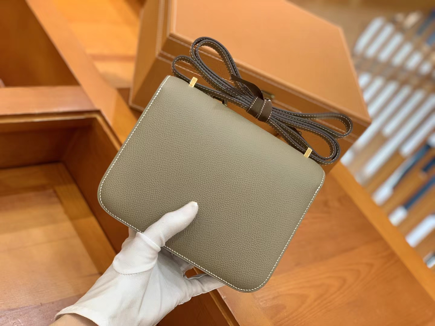 Hermès（爱马仕）Constance 康康 大象灰 Epsom掌纹皮 金扣 19cm 原版蜜蜡线 顶级手缝