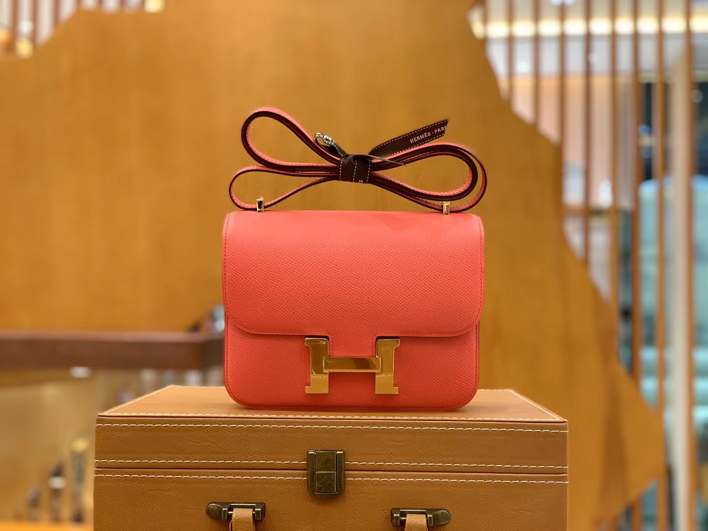 Hermès（爱马仕）Constance 康康 德克萨斯粉 Epsom掌纹皮 金扣 19cm 原版蜜蜡线 顶级手缝