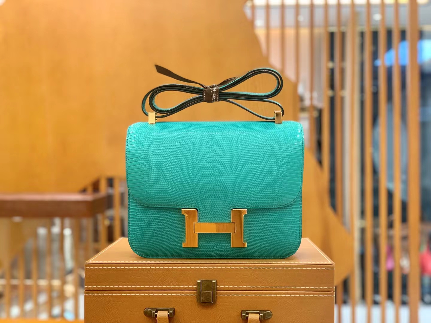 Hermès（爱马仕）Constance 康康 维罗纳绿 南非野生蜥蜴皮 金扣 24cm 原版蜜蜡线 顶级手缝
