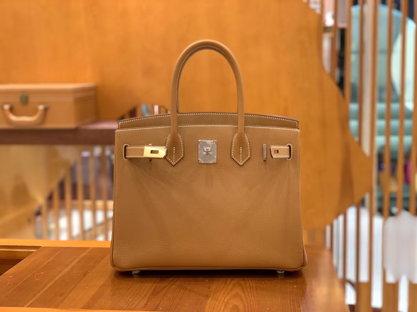 Hermès（爱马仕）Birkin 铂金包 金棕色 Epsom掌纹皮 银扣 30cm 原版蜜蜡线 顶级手缝