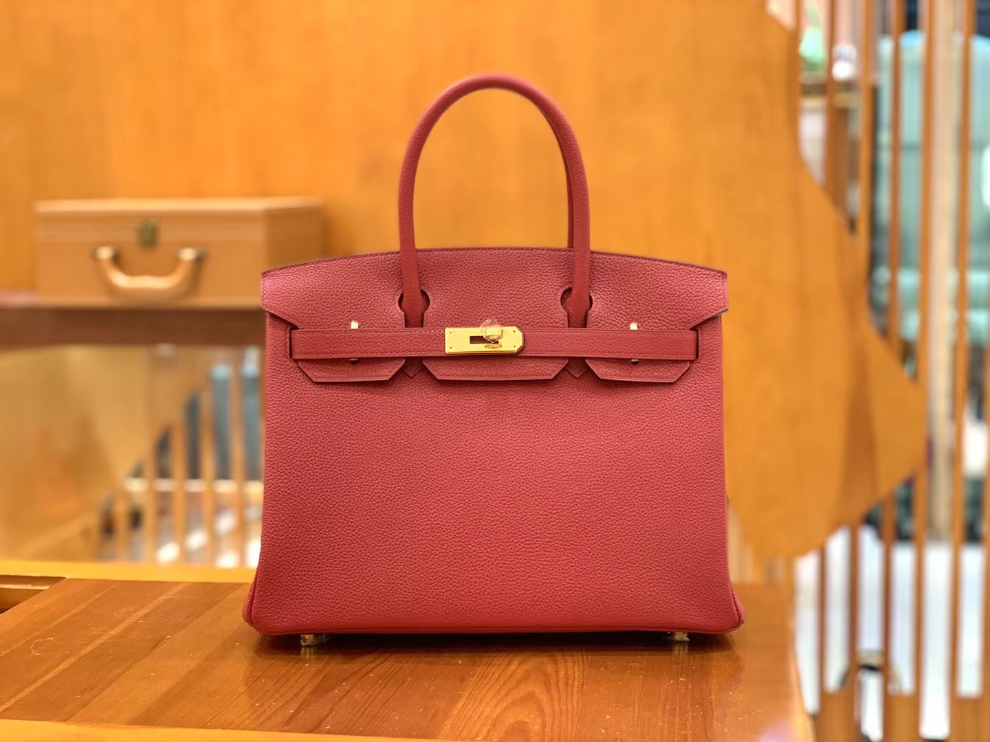 Hermès（爱马仕）Birkin 铂金包 石榴红 Togo小牛皮 金扣 30cm 原版蜜蜡线 顶级手缝