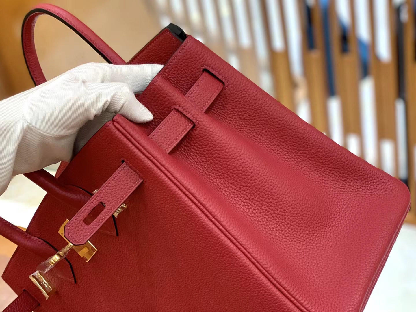 Hermès（爱马仕）Birkin 铂金包 石榴红 Togo小牛皮 金扣 30cm 原版蜜蜡线 顶级手缝