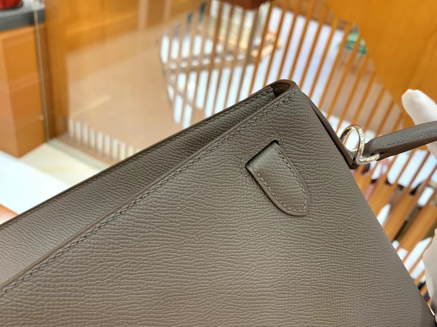 Hermès（爱马仕）Kelly 凯莉包 锡器灰 Epsom掌纹皮 银扣 28cm 原版蜜蜡线 顶级手缝