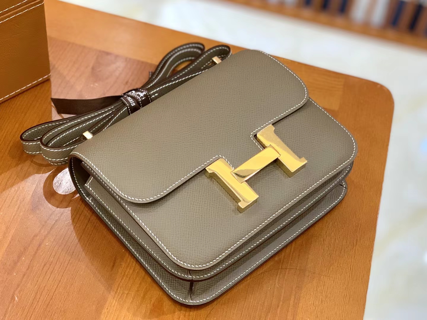 Hermès（爱马仕）Constance 康康 大象灰 Epsom掌纹皮 金扣 19cm 原版蜜蜡线 顶级手缝