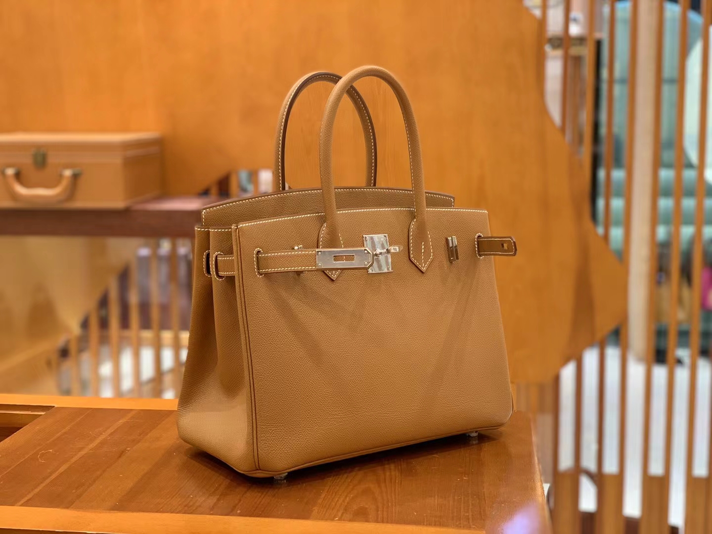 Hermès（爱马仕）Birkin 铂金包 金棕色 Epsom掌纹皮 银扣 30cm 原版蜜蜡线 顶级手缝