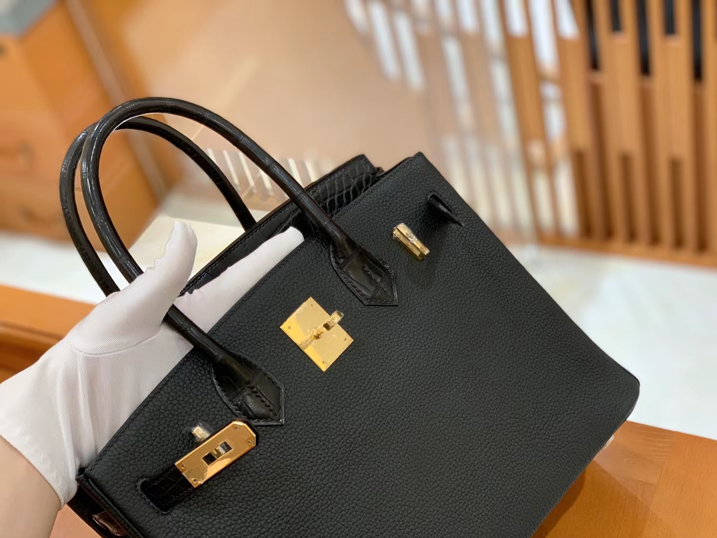 Hermès（爱马仕）Birkin Touch 经典黑 美洲鳄拼Togo皮 银扣 30cm 原版蜜蜡线 顶级手缝