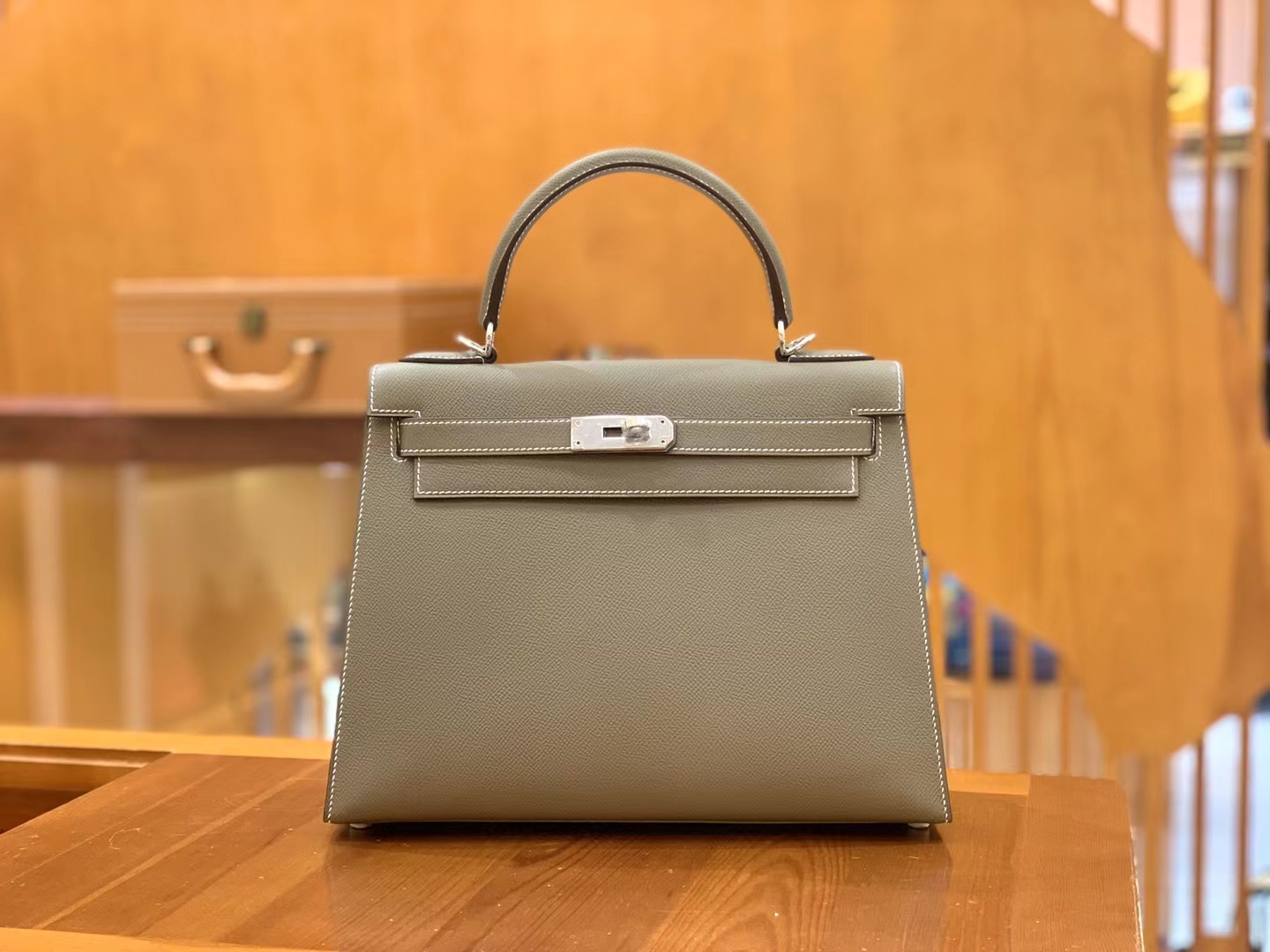 Hermès（爱马仕）Kelly 凯莉包 大象灰 Epsom掌纹皮 银扣 28cm 原版蜜蜡线 顶级手缝