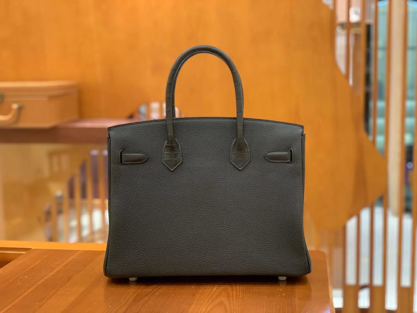 Hermès（爱马仕）Birkin Touch 祖母绿拼黑色 尼罗鳄拼Togo皮 银扣 30cm 原版蜜蜡线 顶级手缝