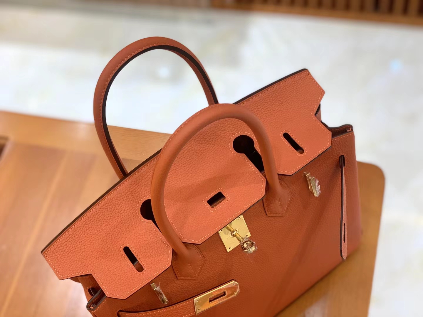 Hermès（爱马仕）Birkin 铂金包 枫叶棕 Togo小牛皮 金扣 30cm 原版蜜蜡线 顶级手缝
