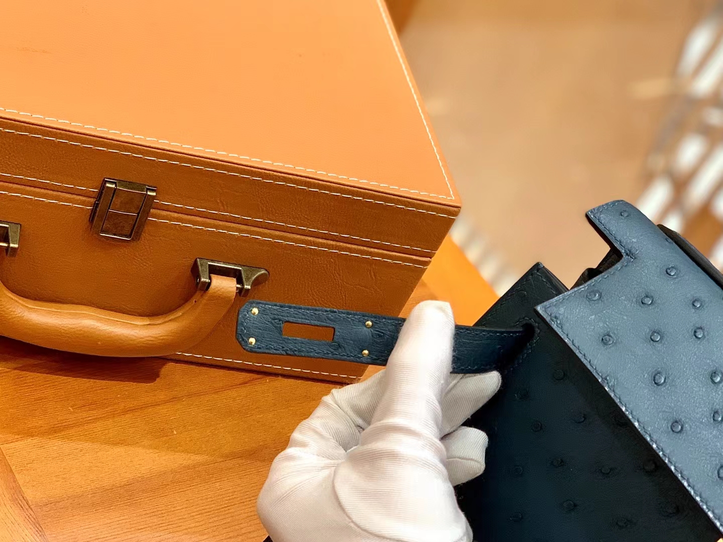 Hermès（爱马仕）Kelly 凯莉包 海峡绿 南非KK级鸵鸟皮 金扣 28cm 原版蜜蜡线 顶级手缝