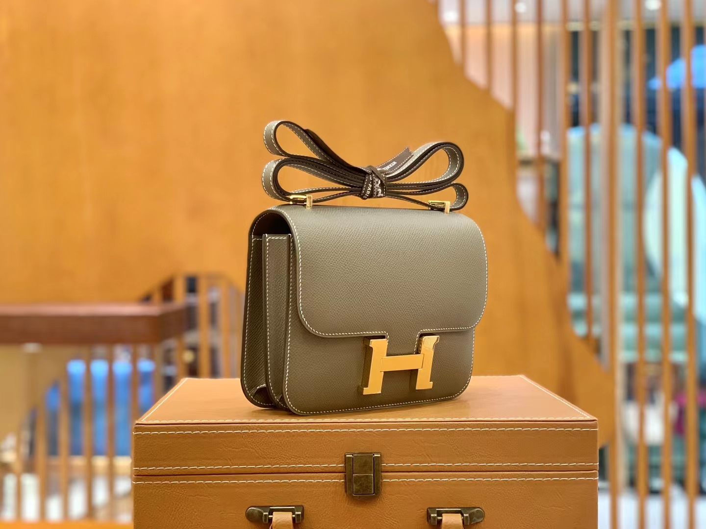Hermès（爱马仕）Constance 康康 大象灰 Epsom掌纹皮 金扣 19cm 原版蜜蜡线 顶级手缝