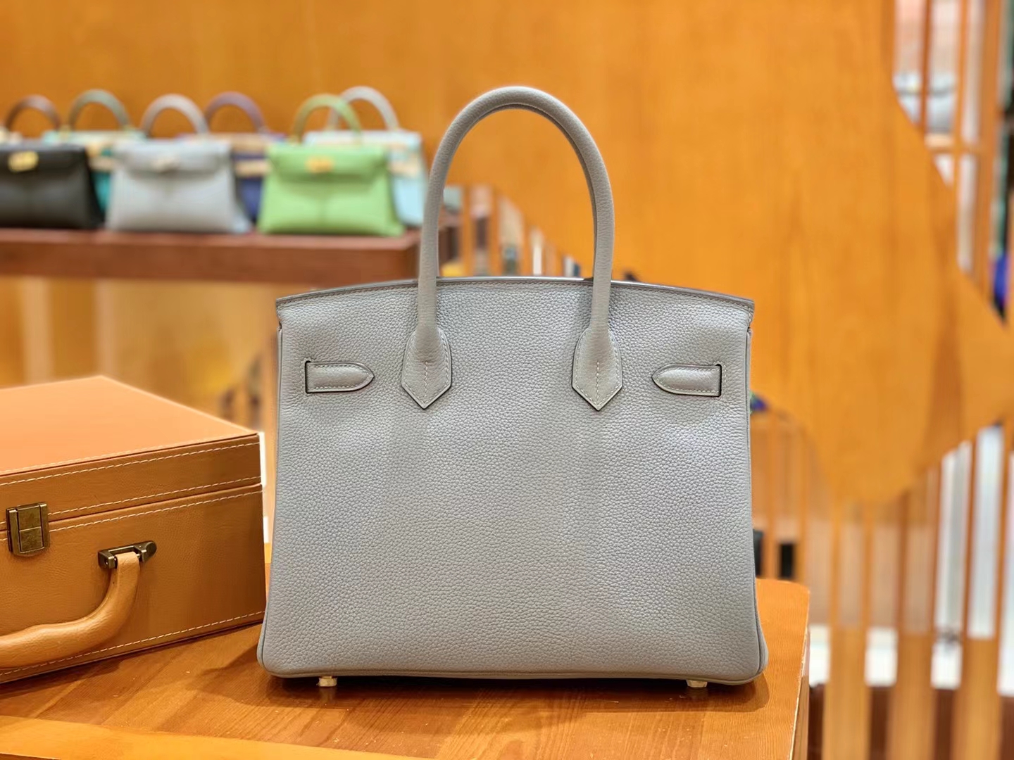 Hermès（爱马仕）Birkin 铂金包 亚麻蓝 Togo小牛皮 金扣 30cm 原版蜜蜡线 顶级手缝