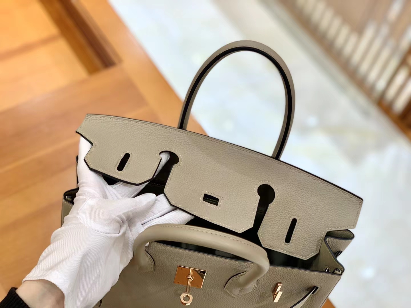 Hermès（爱马仕）Birkin 铂金包 斑鸠灰 Togo小牛皮 玫瑰金扣 30cm 原版蜜蜡线 顶级手缝