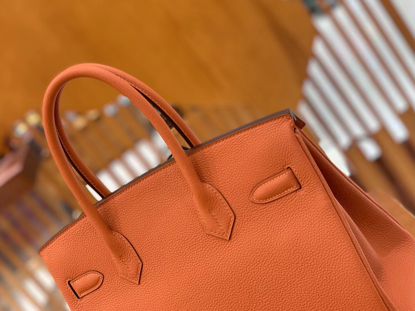 Hermès（爱马仕）Birkin 铂金包 枫叶棕 Togo小牛皮 金扣 30cm 原版蜜蜡线 顶级手缝