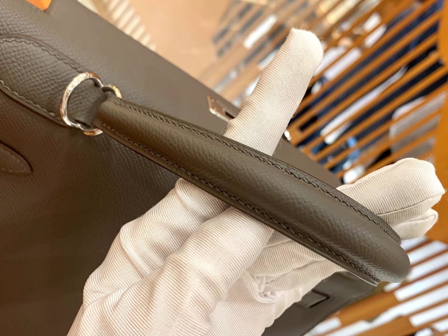 Hermès（爱马仕）Kelly 凯莉包 锡器灰 Epsom掌纹皮 银扣 28cm 原版蜜蜡线 顶级手缝