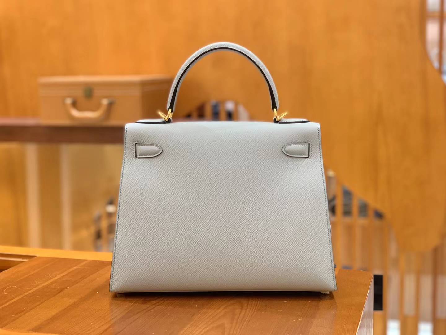 Hermès（爱马仕）Kelly 凯莉包 冰川蓝 Epsom掌纹皮 金扣 28cm 原版蜜蜡线 顶级手缝