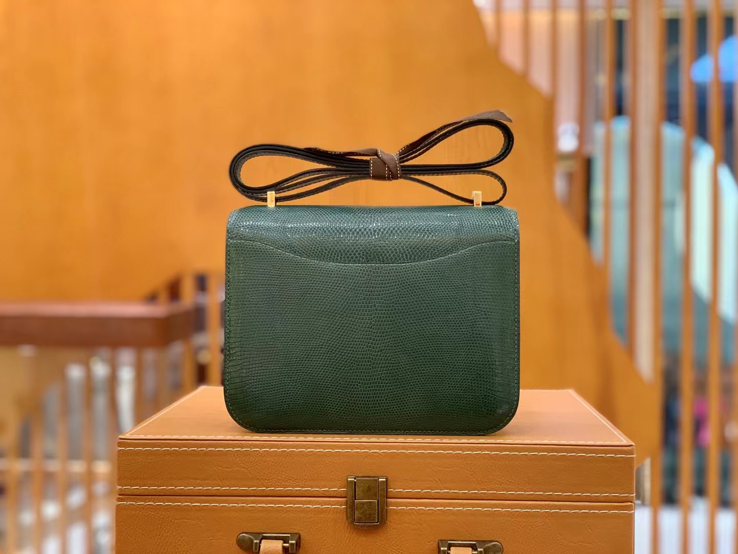 Hermès（爱马仕）Constance 康康 孔雀绿 南非野生蜥蜴皮 金扣 19cm 原版蜜蜡线 顶级手缝