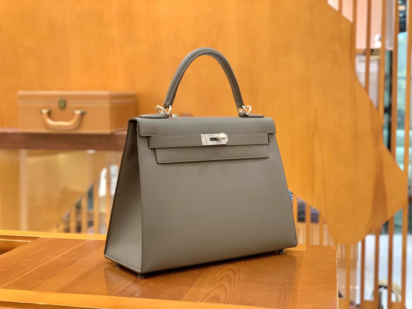 Hermès（爱马仕）Kelly 凯莉包 锡器灰 Epsom掌纹皮 银扣 28cm 原版蜜蜡线 顶级手缝