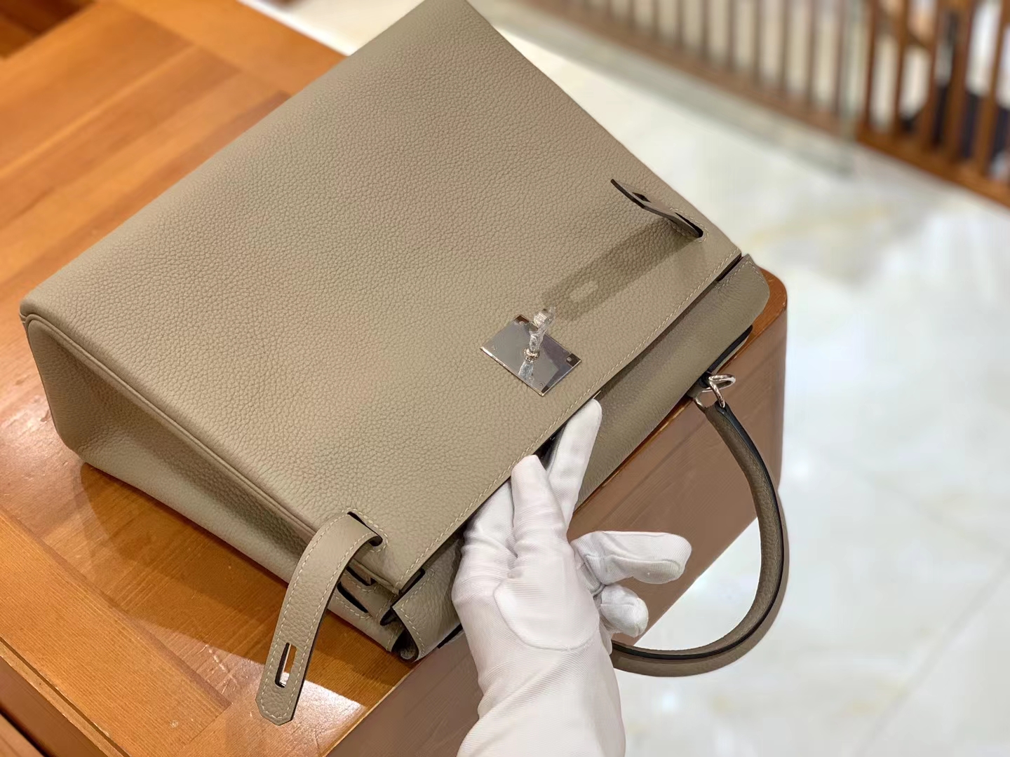 Hermès（爱马仕）Kelly 凯莉包 斑鸠灰 Togo小牛皮 银扣 28cm 原版蜜蜡线 顶级手缝
