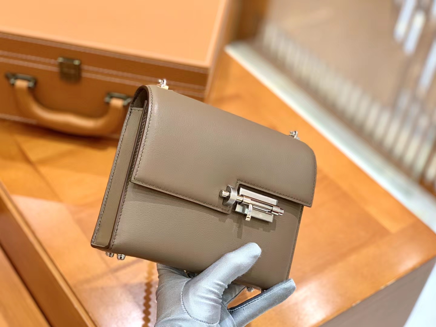 Hermès（爱马仕）Verrou Mini 大象灰 Swift牛皮 银扣 原版蜜蜡线 顶级手缝