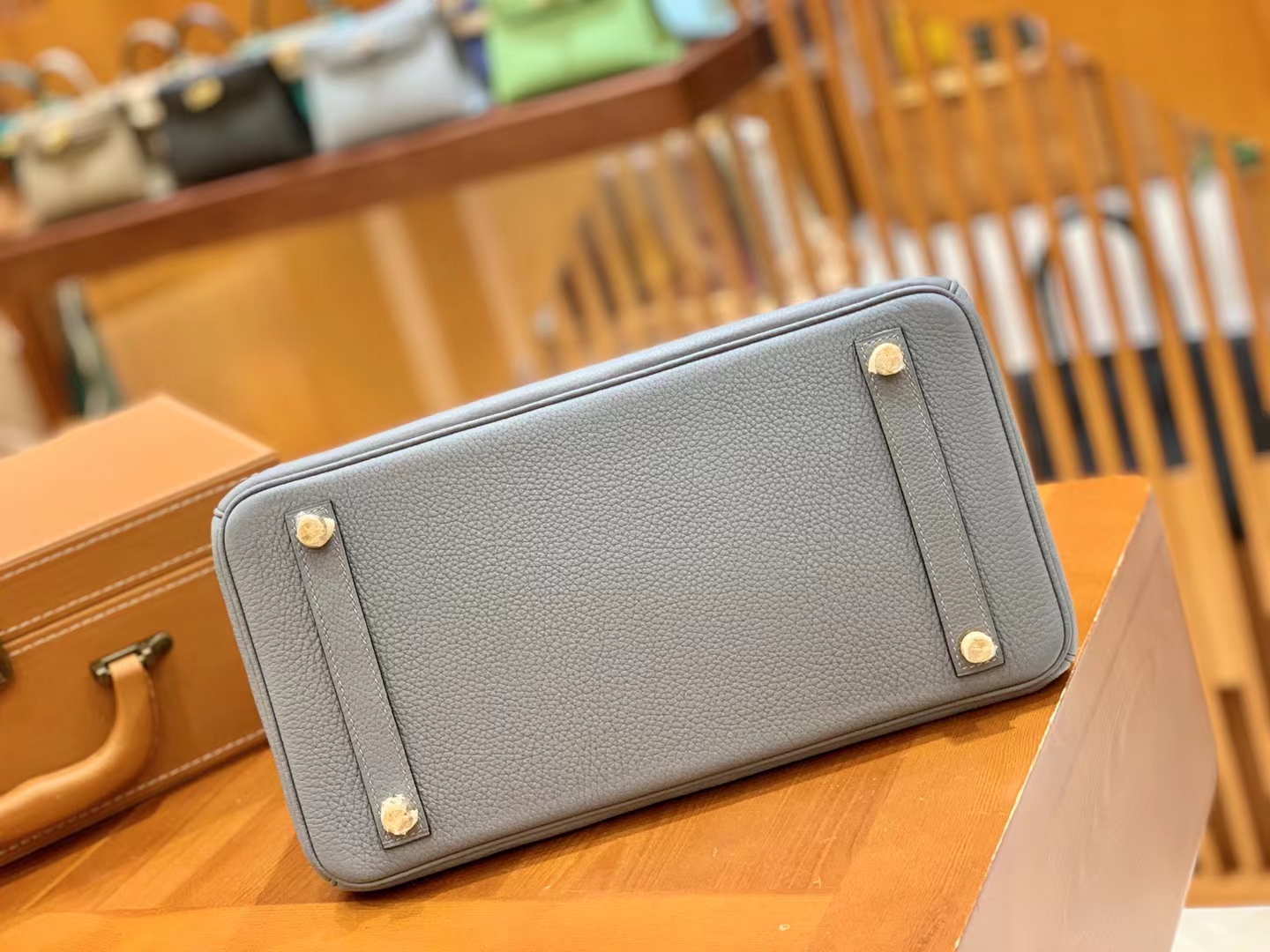 Hermès（爱马仕）Birkin 铂金包 亚麻蓝 Togo小牛皮 金扣 30cm 原版蜜蜡线 顶级手缝