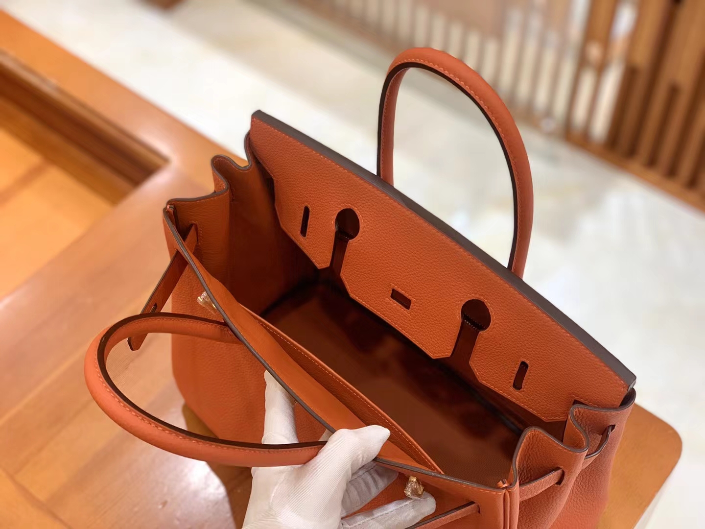 Hermès（爱马仕）Birkin 铂金包 枫叶棕 Togo小牛皮 金扣 30cm 原版蜜蜡线 顶级手缝