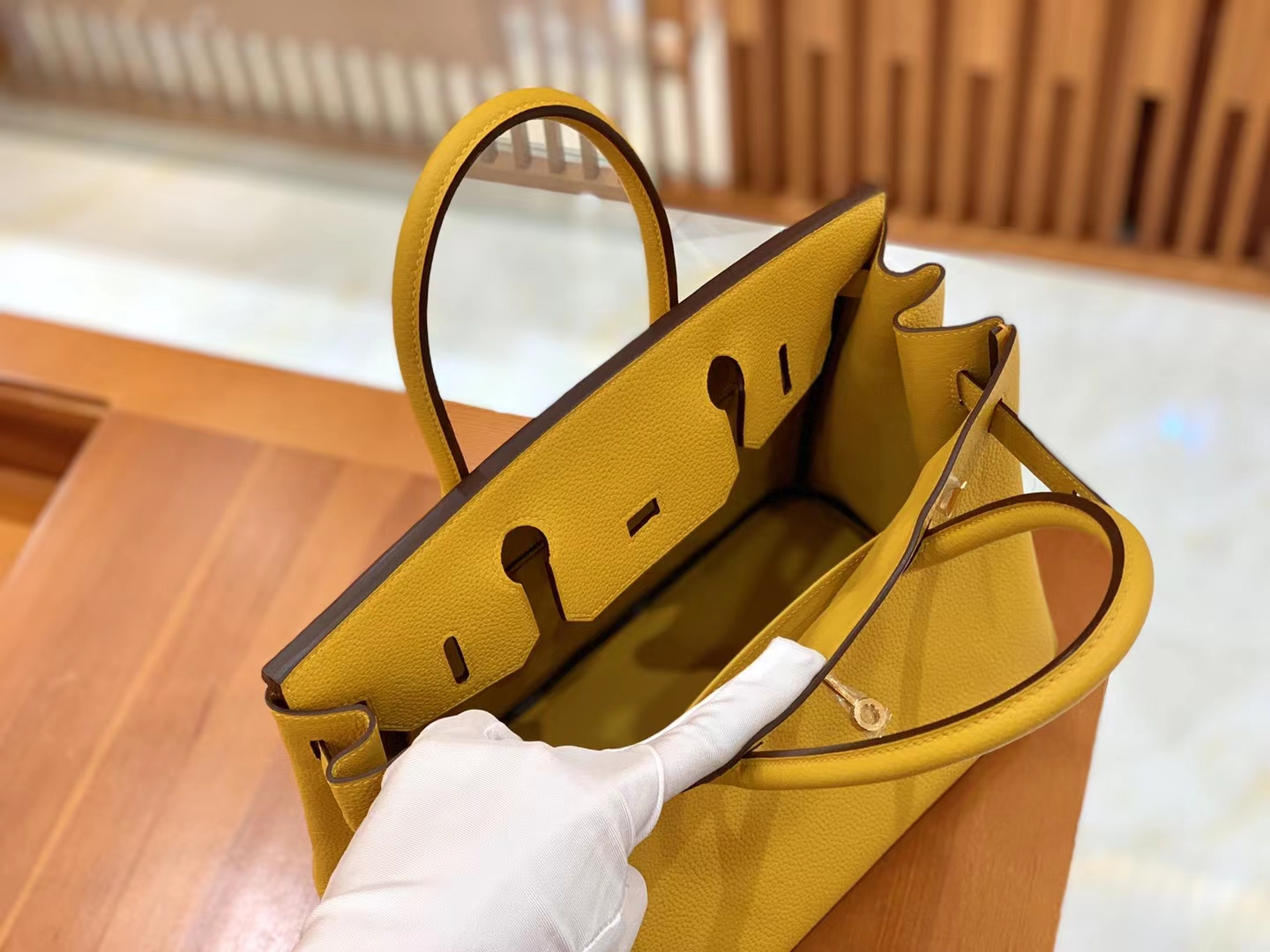 Hermès（爱马仕）Birkin 铂金包 琥珀黄 Togo小牛皮 金扣 30cm 原版蜜蜡线 顶级手缝