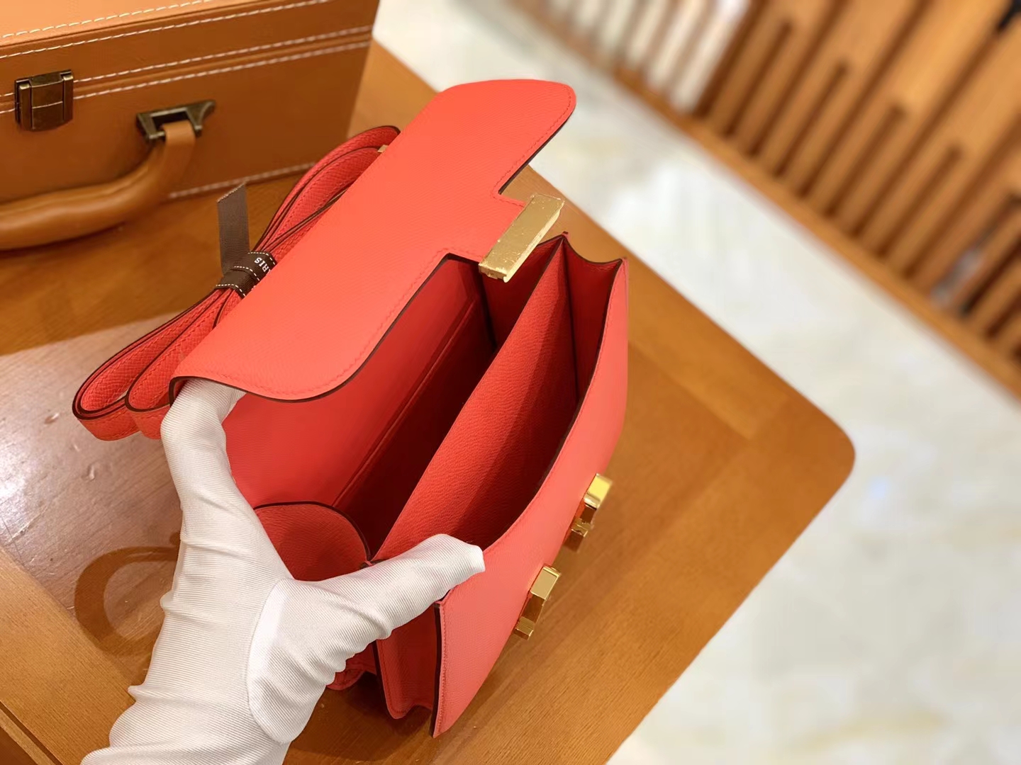Hermès（爱马仕）Constance 康康 德克萨斯粉 Epsom掌纹皮 金扣 19cm 原版蜜蜡线 顶级手缝