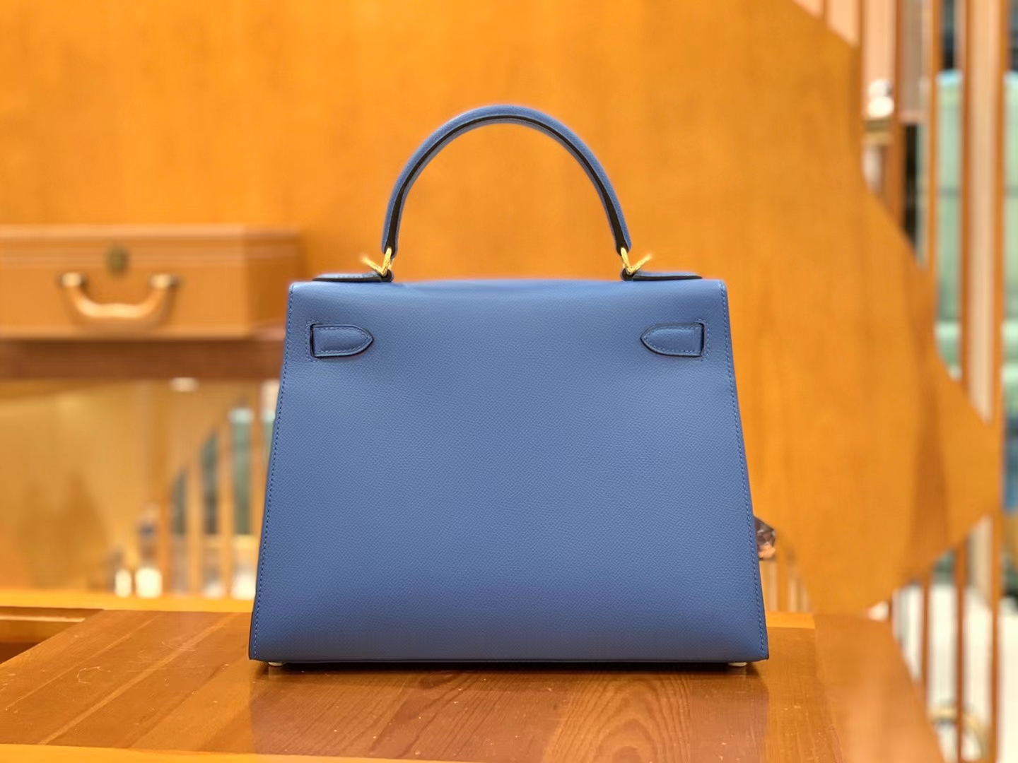 Hermès（爱马仕）Kelly 凯莉包 爱情海蓝 Epsom掌纹皮 金扣 28cm 原版蜜蜡线 顶级手缝