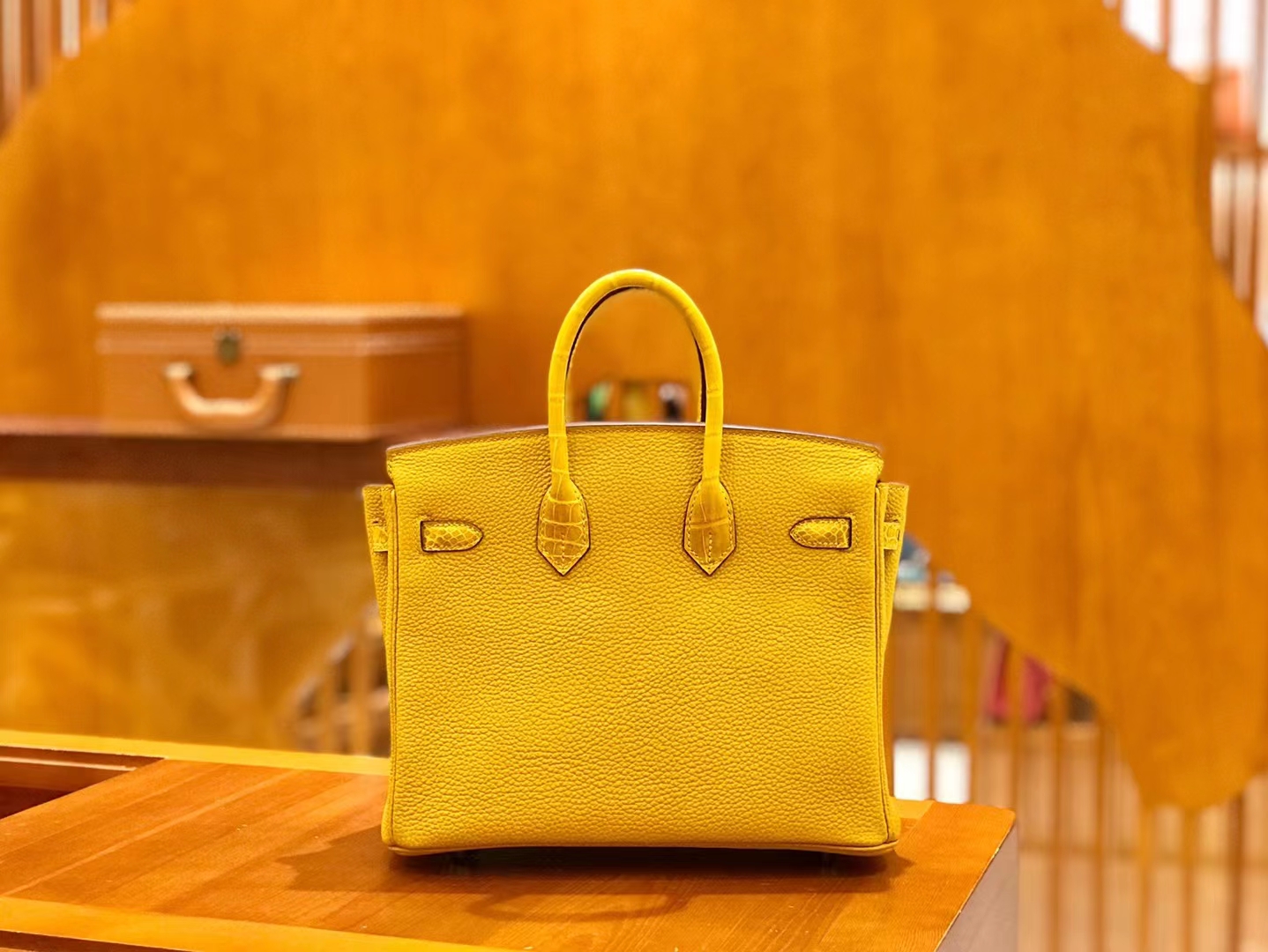 Hermès（爱马仕）Birkin Touch 琥珀黄 美洲鳄拼Togo皮 银扣 25cm 原版蜜蜡线 顶级手缝
