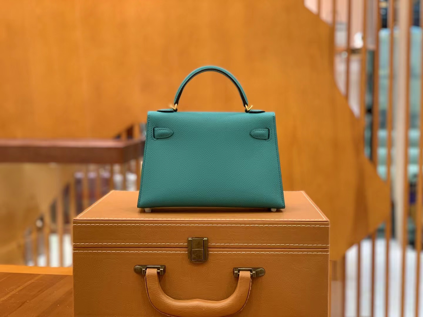 Hermès（爱马仕）Mini Kelly 迷你凯莉 孔雀蓝 Epsom掌纹皮 金扣 二代 原版蜜蜡线 顶级手缝