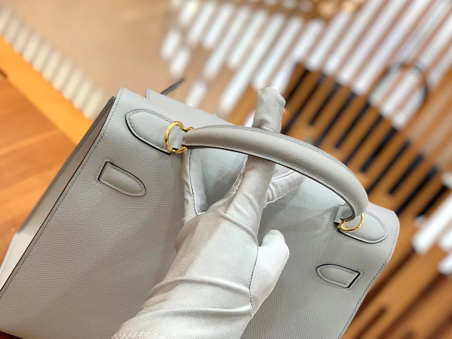 Hermès（爱马仕）Kelly 凯莉包 冰川蓝 Epsom掌纹皮 金扣 28cm 原版蜜蜡线 顶级手缝