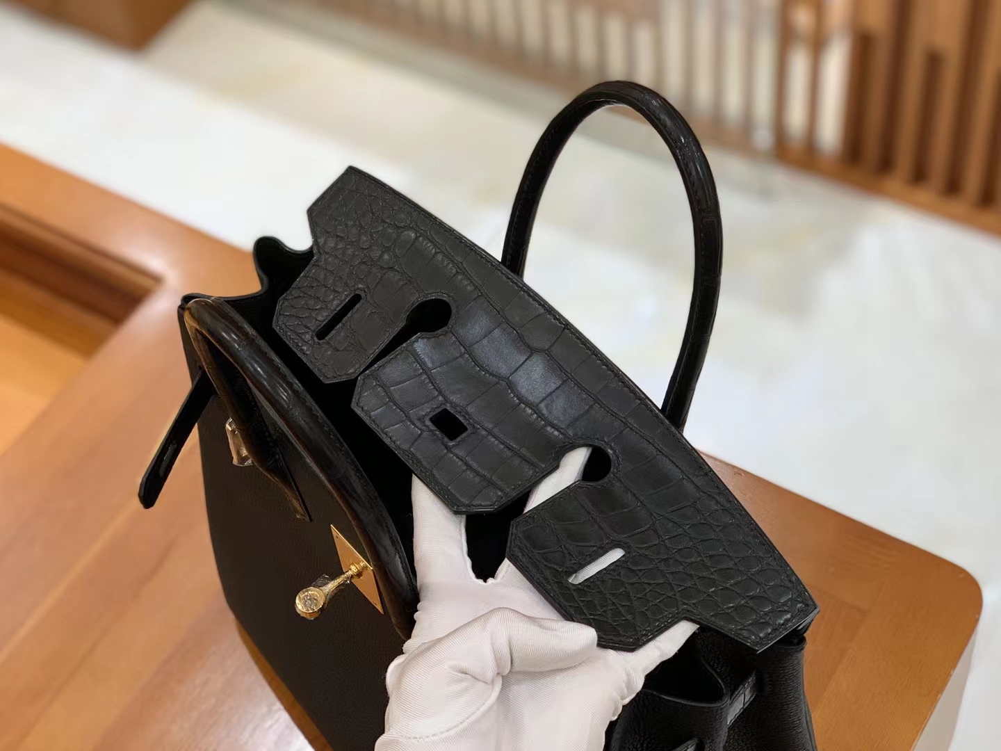 Hermès（爱马仕）Birkin Touch 经典黑 美洲鳄拼Togo皮 银扣 30cm 原版蜜蜡线 顶级手缝