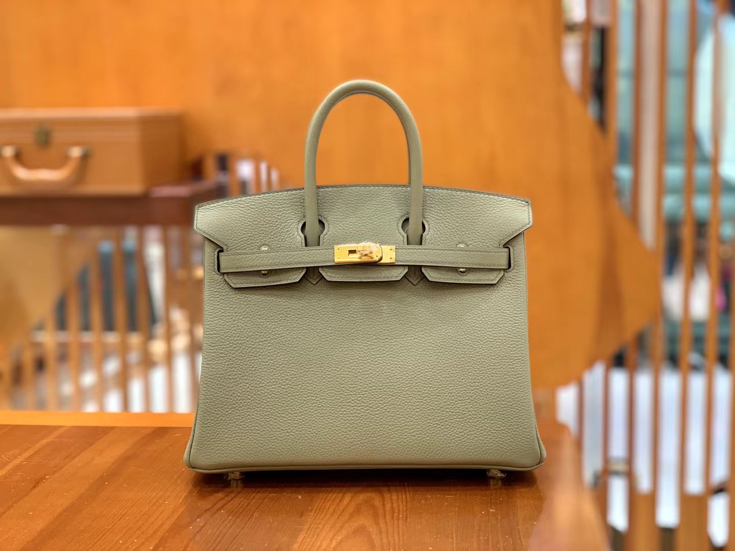Hermès（爱马仕）Birkin 铂金包 鼠草绿 Togo小牛皮 金扣 25cm 原版蜜蜡线 顶级手缝