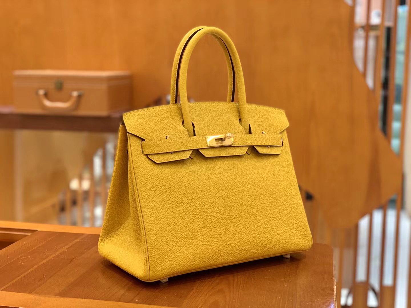 Hermès（爱马仕）Birkin 铂金包 琥珀黄 Togo小牛皮 金扣 30cm 原版蜜蜡线 顶级手缝