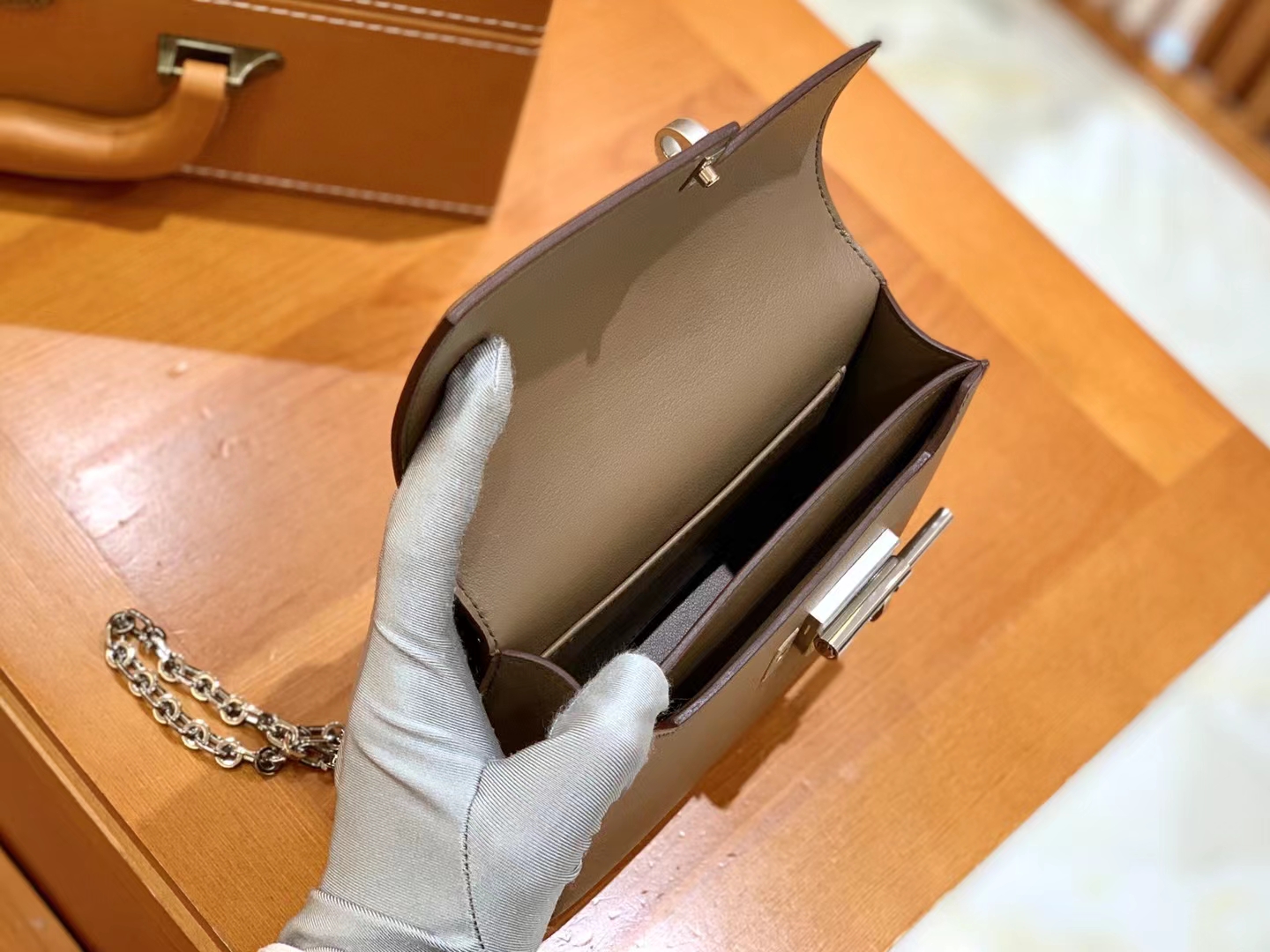 Hermès（爱马仕）Verrou Mini 大象灰 Swift牛皮 银扣 原版蜜蜡线 顶级手缝