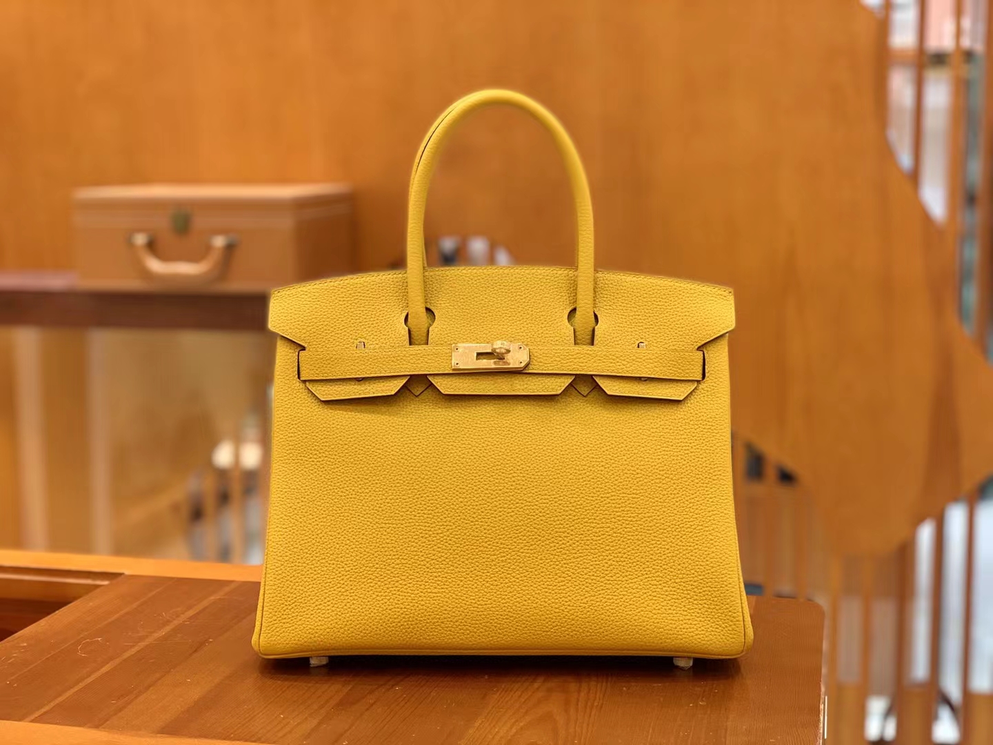 Hermès（爱马仕）Birkin 铂金包 琥珀黄 Togo小牛皮 金扣 30cm 原版蜜蜡线 顶级手缝