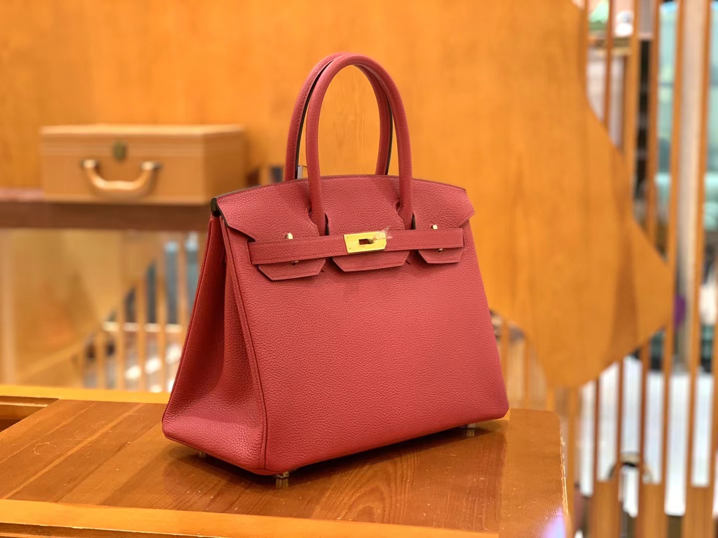 Hermès（爱马仕）Birkin 铂金包 石榴红 Togo小牛皮 金扣 30cm 原版蜜蜡线 顶级手缝