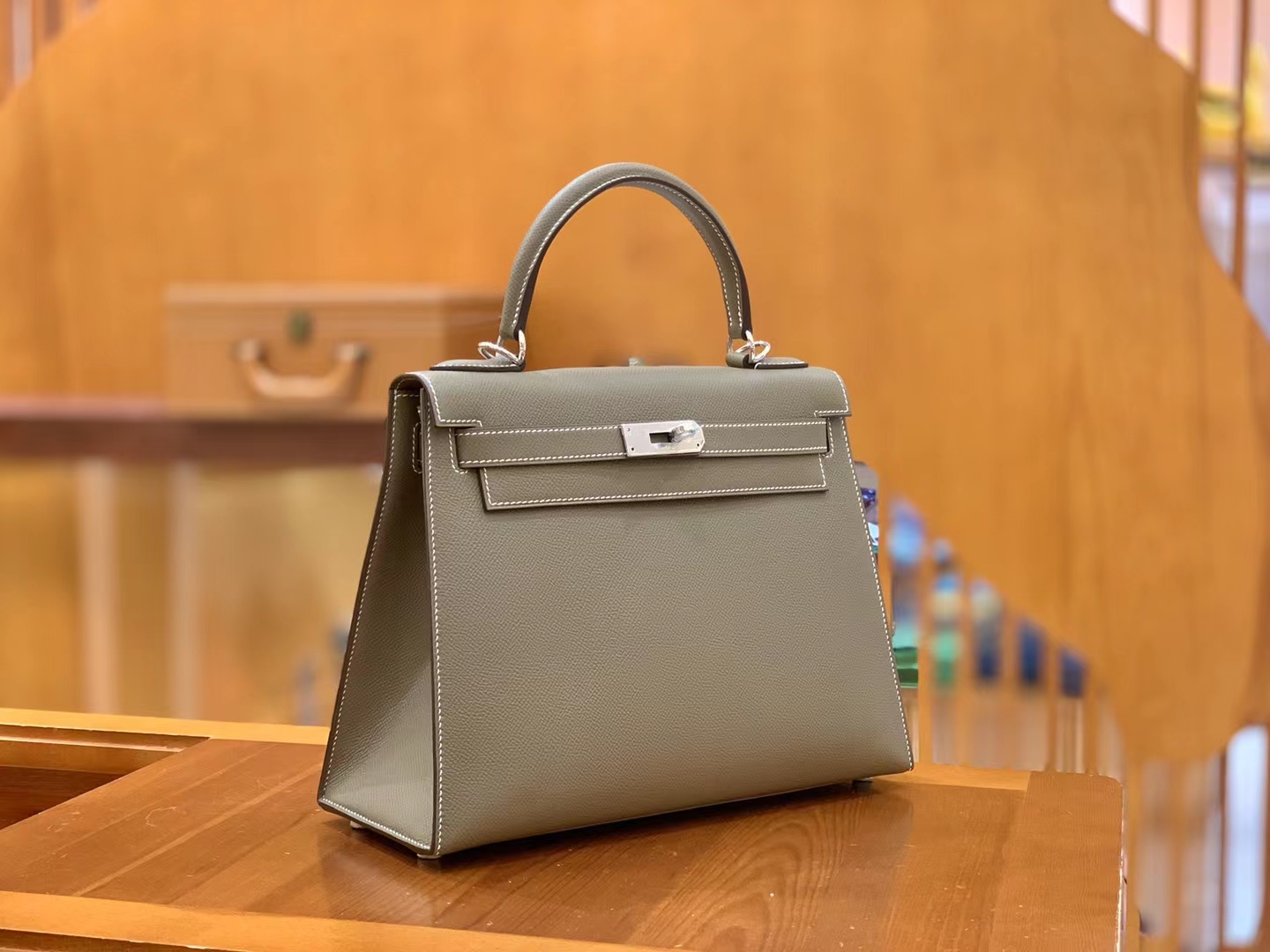 Hermès（爱马仕）Kelly 凯莉包 大象灰 Epsom掌纹皮 银扣 28cm 原版蜜蜡线 顶级手缝