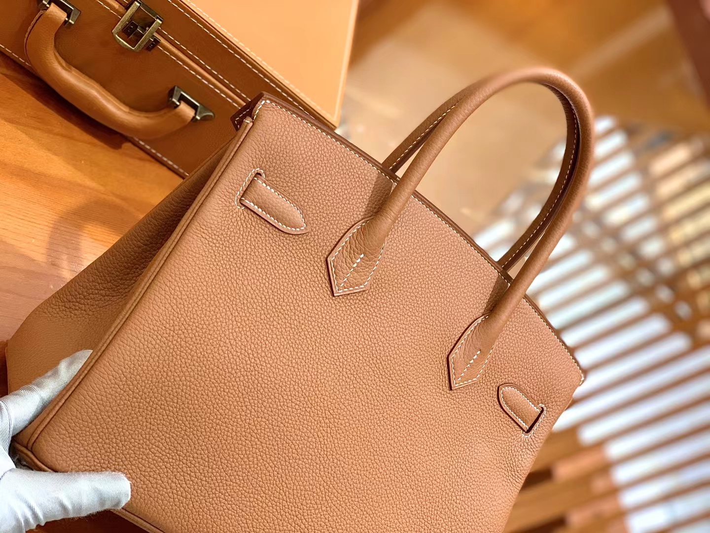 Hermès（爱马仕）Birkin 铂金包 金棕色 Togo小牛皮 银扣 30cm 原版蜜蜡线 顶级手缝
