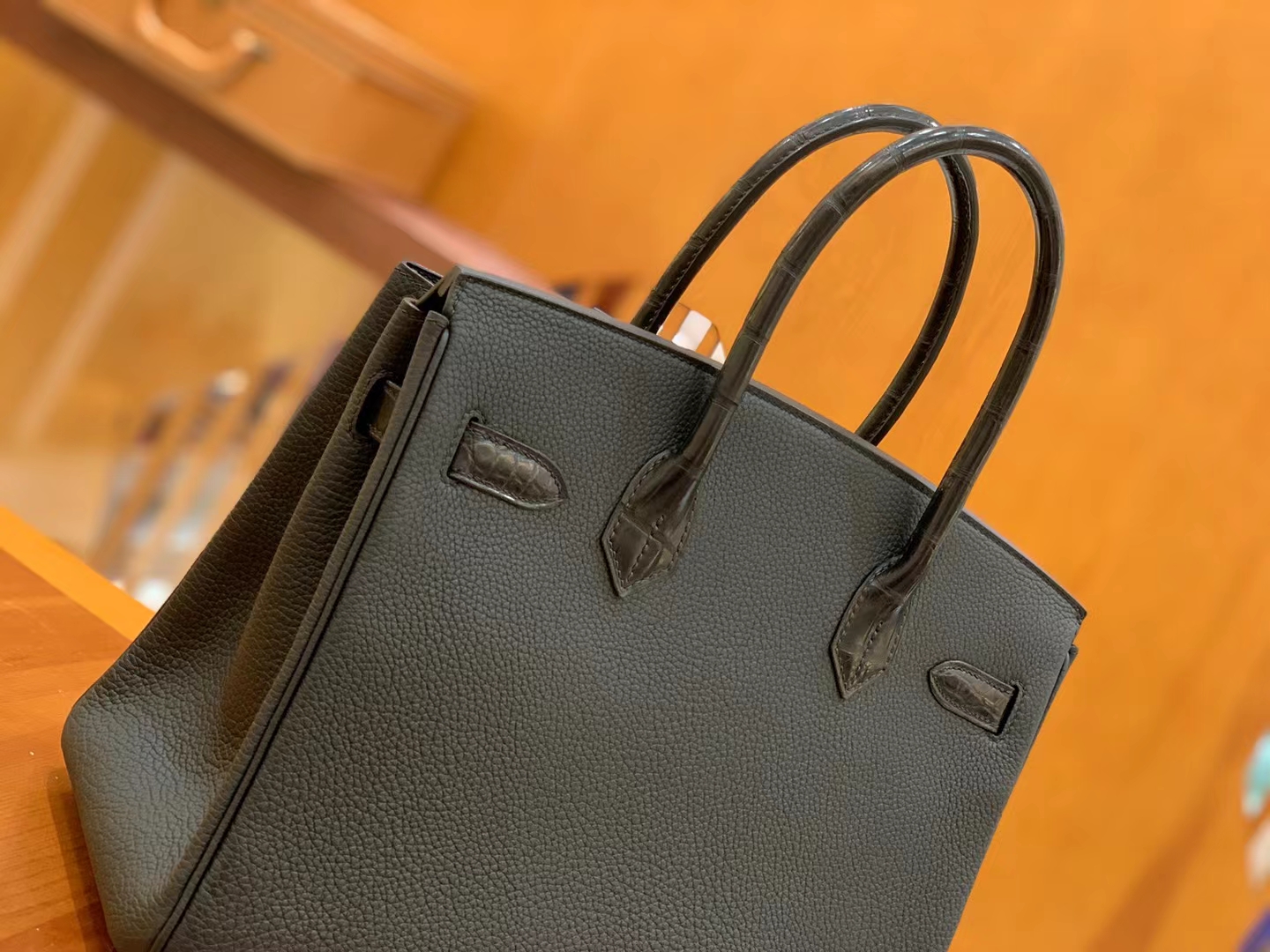 Hermès（爱马仕）Birkin Touch 经典黑 美洲鳄拼Togo皮 银扣 30cm 原版蜜蜡线 顶级手缝