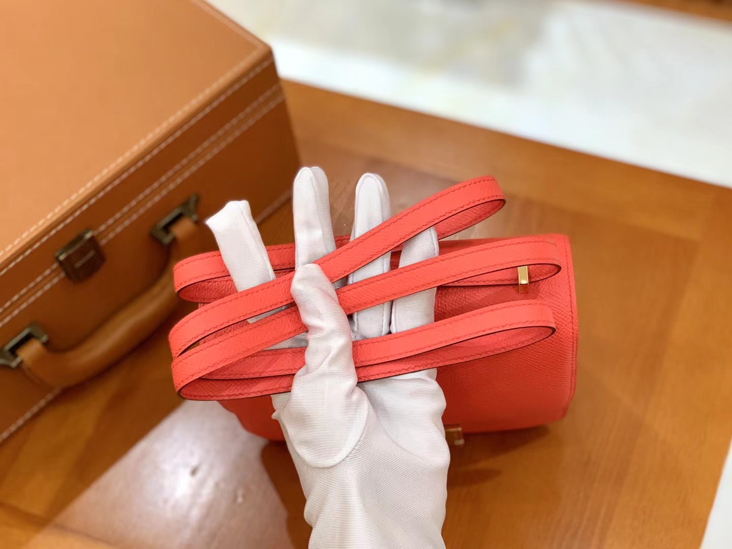 Hermès（爱马仕）Constance 康康 德克萨斯粉 Epsom掌纹皮 金扣 19cm 原版蜜蜡线 顶级手缝